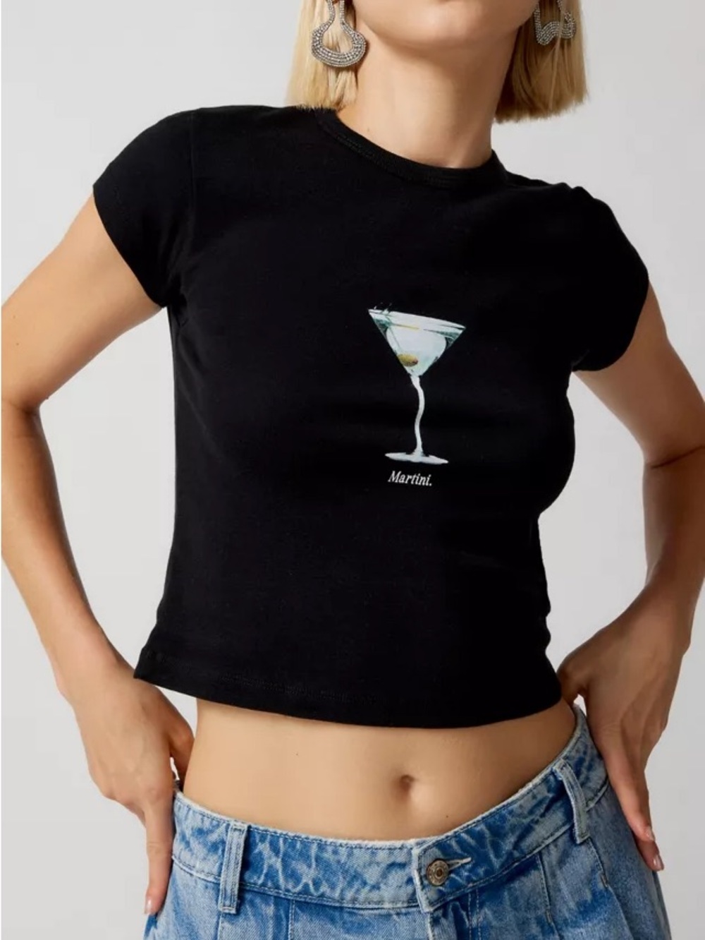 Urban Outfitters Black Martini Graphic Crop Top